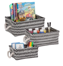 Load image into Gallery viewer, 3-Piece Zig Zag Baskets, Black