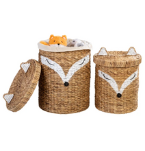 Load image into Gallery viewer, Set of Two Fox Shaped Storage Baskets, Natural