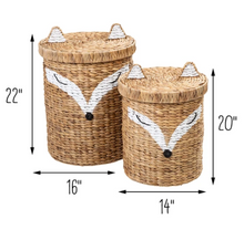 Load image into Gallery viewer, Set of Two Fox Shaped Storage Baskets, Natural