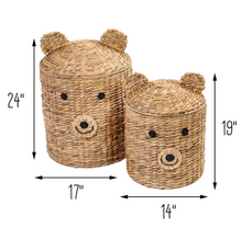Load image into Gallery viewer, Set of Two Bear Shaped Storage Baskets, Natural