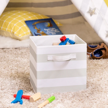 Load image into Gallery viewer, Explore + Store Kids Toy Storage Bin, Grey Stripe