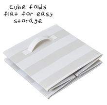 Load image into Gallery viewer, Explore + Store Kids Toy Storage Bin, Grey Stripe