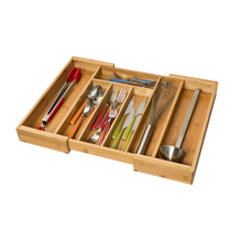 Load image into Gallery viewer, Expandable Bamboo Kitchen Drawer Organizer