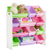 Load image into Gallery viewer, Kids Toy Storage Organizer with 12 Bins, White
