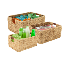 Load image into Gallery viewer, 3-Piece Rectangular Nesting Storage Baskets, Natural