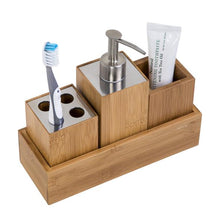 Load image into Gallery viewer, 3-Piece Bamboo Bathroom Countertop Storage Set
