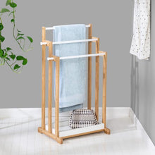 Load image into Gallery viewer, 3-Tier Bamboo Bathroom Towel Rack, White