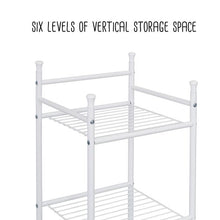 Load image into Gallery viewer, 6-Tier White Bathroom Storage Shelving Unit