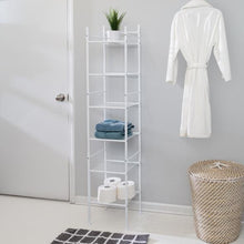 Load image into Gallery viewer, 6-Tier White Bathroom Storage Shelving Unit