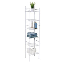 Load image into Gallery viewer, 6-Tier White Bathroom Storage Shelving Unit