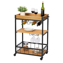 Load image into Gallery viewer, Industrial Rolling Bar Cart with Removable Serving Tray
