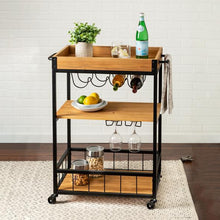 Load image into Gallery viewer, Industrial Rolling Bar Cart with Removable Serving Tray