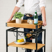 Load image into Gallery viewer, Industrial Rolling Bar Cart with Removable Serving Tray