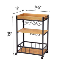 Load image into Gallery viewer, Industrial Rolling Bar Cart with Removable Serving Tray