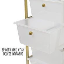 Load image into Gallery viewer, 5-Drawer Rolling Storage Cart With Plastic Drawers, Gold