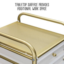 Load image into Gallery viewer, 10-Drawer Rolling Storage Cart With Plastic Drawers, Gold