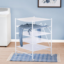 Load image into Gallery viewer, 5-Tier Collapsible Rolling Clothes Drying Rack, White