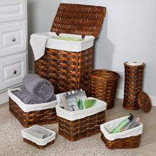 Load image into Gallery viewer, 7-Piece Wicker Hamper and Bath Combo Set, Chocolate Brown