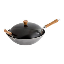 Load image into Gallery viewer, Joyce Chen Classic Series Uncoated Carbon Steel Wok Set with Lid and Birch Handles, 4 Pieces
