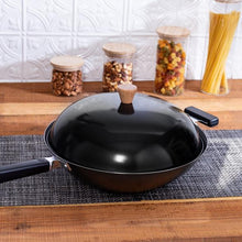 Load image into Gallery viewer, Joyce Chen Classic Series 14-Inch Carbon Steel Nonstick Wok Lid with Birch Knob