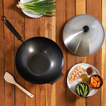 Load image into Gallery viewer, Joyce Chen 14-Inch Carbon Steel Nonstick Wok Set with Lid and Bakelite Handles, 4 Pieces