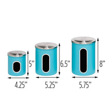 Load image into Gallery viewer, 3-Piece Steel Canister Set, Blue