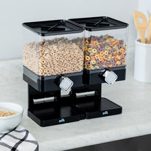 Load image into Gallery viewer, Compact Double Cereal Dispenser with Portion Control, Black
