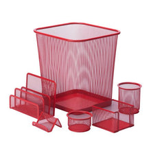 Load image into Gallery viewer, 6-Piece Mesh Desk Set, Red