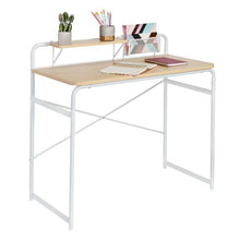 Load image into Gallery viewer, Home Office Computer Desk with Shelf and Metal Mesh Basket, White