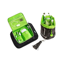 Load image into Gallery viewer, Tech and Phone Accessories Organizer Set - Drawstring & U-Zip Pouch, Black