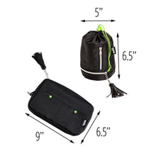Load image into Gallery viewer, Tech and Phone Accessories Organizer Set - Drawstring & U-Zip Pouch, Black