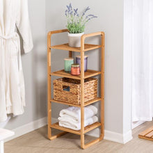 Load image into Gallery viewer, 4-Tier Vertical Bamboo Shelf, Bamboo