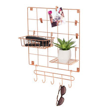 Load image into Gallery viewer, 8-Piece Wire Wall Grid with Storage Accessories, Copper