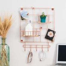 Load image into Gallery viewer, 8-Piece Wire Wall Grid with Storage Accessories, Copper