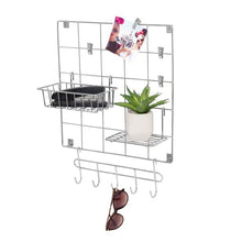 Load image into Gallery viewer, 8-Piece Wire Wall Grid with Storage Accessories, Chrome