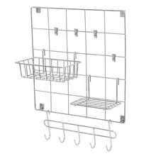 Load image into Gallery viewer, 8-Piece Wire Wall Grid with Storage Accessories, Chrome