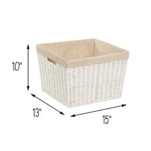 Load image into Gallery viewer, Large Paper Rope Storage Basket with Liner, White
