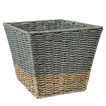 Load image into Gallery viewer, Set of 3 Square Nesting Seagrass 2-Color Storage Baskets, Natural & Grey