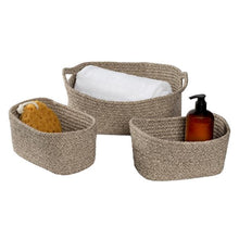 Load image into Gallery viewer, Set of 3 Nested Cotton Baskets with Handles, Champagne