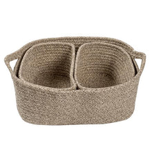 Load image into Gallery viewer, Set of 3 Nested Cotton Baskets with Handles, Champagne