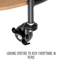 Load image into Gallery viewer, 2-Tier Round Side Table With Wheels, Black & Natural