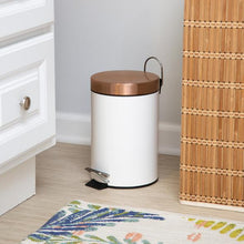 Load image into Gallery viewer, 30L & 3L Round Trash Can Set, White and Rose Gold