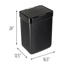 Load image into Gallery viewer, 50L Black Stainless Steel Trash Can with Motion Sensor and Soft Close