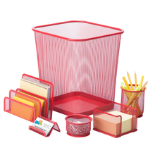Load image into Gallery viewer, 6-Piece Mesh Desk Set, Red