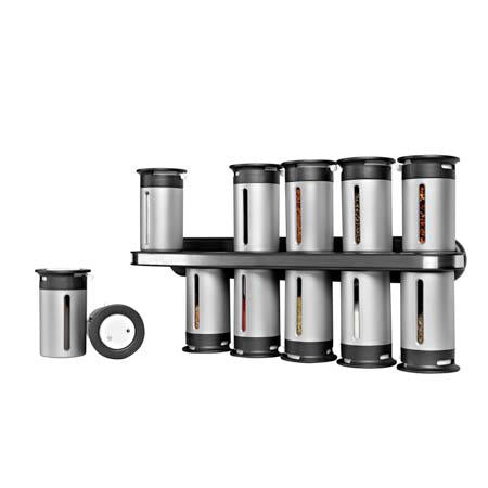Magnetic Wall-Mounted Spice Rack, Metallic/Gray