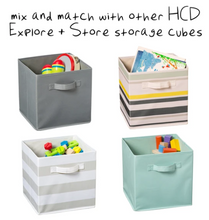 Load image into Gallery viewer, Explore + Store Kids Toy Storage Bin, Grey Stripe
