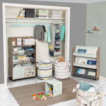 Load image into Gallery viewer, Explore + Store Kids Toy Storage Bin, Grey Stripe

