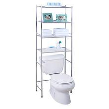 Load image into Gallery viewer, 4-Tier Over-The-Toilet Shelving Unit, Chrome
