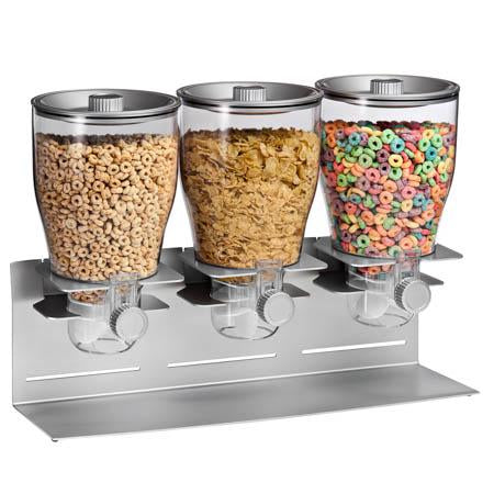 Triple Canister Commercial Cereal Dispenser, Stainless Steel