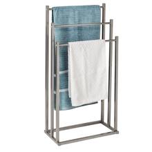 Load image into Gallery viewer, 3-Tier Steel Bathroom Towel Rack, Grey
